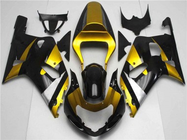 Preisgünstige Suzuki GSXR 600/750 Motorrad Verkleidung 2001-2003 - Gold Silber Glanzendes Schwarz