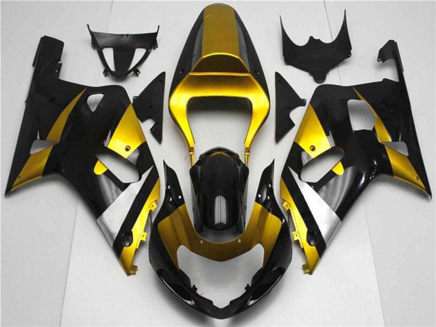 Preisgünstige Suzuki GSXR 600/750 Motorrad Verkleidung 2001-2003 - Gold Silber Glanzendes Schwarz
