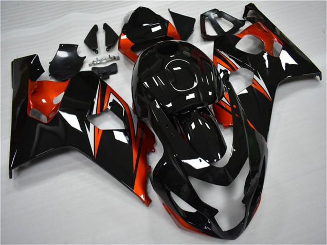 Preisgünstige Suzuki GSXR 600/750 Motorrad Verkleidung 2004-2005 - Glanzendes Schwarz Rot Streifen