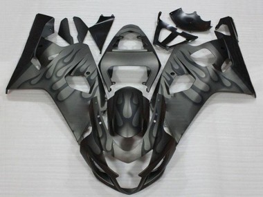 Preisgünstige Suzuki GSXR 600/750 Motorrad Verkleidung 2004-2005 - Grau Schwarz Flamme