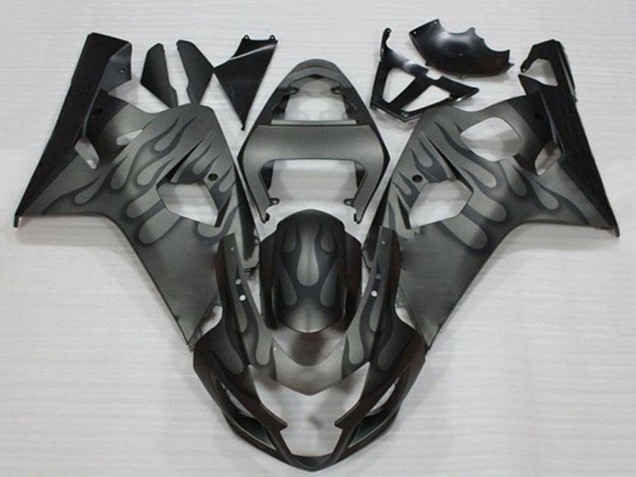 Preisgünstige Suzuki GSXR 600/750 Motorrad Verkleidung 2004-2005 - Grau Schwarz Flamme