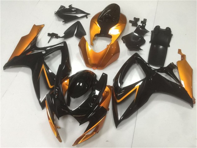 Preisgünstige Suzuki GSXR 600/750 Motorrad Verkleidung 2006-2007 - Orange Glanzendes Schwarz