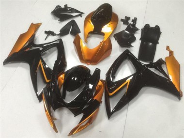 Preisgünstige Suzuki GSXR 600/750 Motorrad Verkleidung 2006-2007 - Orange Glanzendes Schwarz
