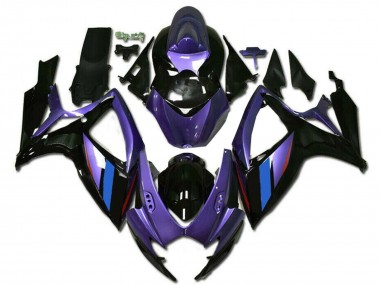 Preisgünstige Suzuki GSXR 600/750 Motorrad Verkleidung 2006-2007 - Lila Blau Glanzendes Schwarz Streifen
