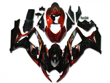 Preisgünstige Suzuki GSXR 600/750 Motorrad Verkleidung 2006-2007 - Orange Silber Glanzendes Schwarz Streifen