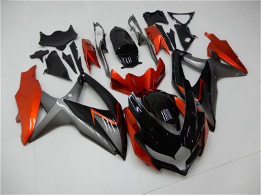 Preisgünstige Suzuki GSXR 600/750 Motorrad Verkleidung 2008-2010 - Orange Grau Glanzendes Schwarz