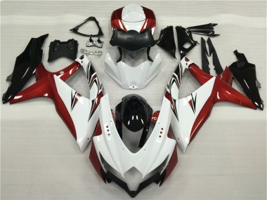Preisgünstige Suzuki GSXR 600/750 Motorrad Verkleidung 2008-2010 - Weiss Rot Glanzendes Schwarz