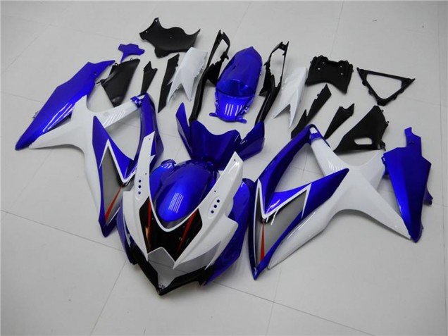 Preisgünstige Suzuki GSXR 600/750 Motorrad Verkleidung 2008-2010 - Weiss Blau Schwarz Rot Linie