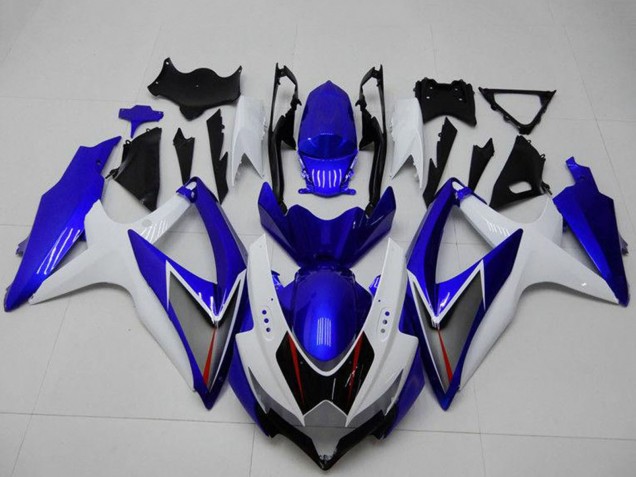 Preisgünstige Suzuki GSXR 600/750 Motorrad Verkleidung 2008-2010 - Weiss Blau Schwarz Rot Linie