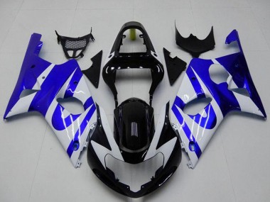 Preisgünstige Suzuki GSXR 1000 Motorrad Verkleidung 2000-2002 - Weiss Blau Glanzendes Schwarz