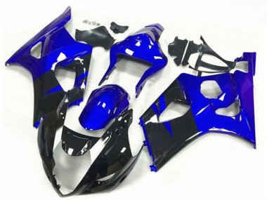 Preisgünstige Suzuki GSXR 1000 Motorrad Verkleidung 2003-2004 - Blau Glanzendes Schwarz Streifen