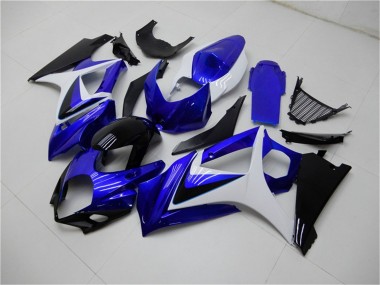 Preisgünstige Suzuki GSXR 1000 Motorrad Verkleidung 2007-2008 - Weiss Blau Schwarz Kein Aufkleber
