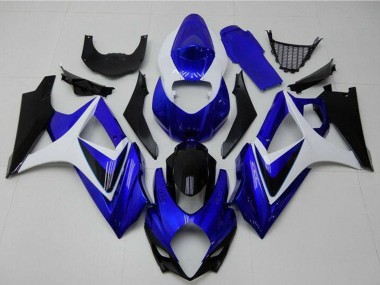 Preisgünstige Suzuki GSXR 1000 Motorrad Verkleidung 2007-2008 - Weiss Blau Schwarz Kein Aufkleber