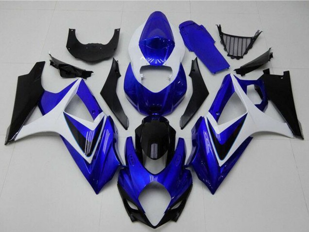 Preisgünstige Suzuki GSXR 1000 Motorrad Verkleidung 2007-2008 - Weiss Blau Schwarz Kein Aufkleber