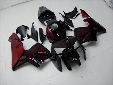 Preisgünstige Honda CBR600RR Motorrad Verkleidung Kit 2005-2006 - Glanzendes Schwarz Rot Flamme
