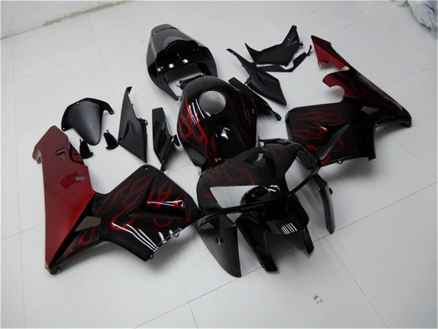 Preisgünstige Honda CBR600RR Motorrad Verkleidung Kit 2005-2006 - Glanzendes Schwarz Rot Flamme