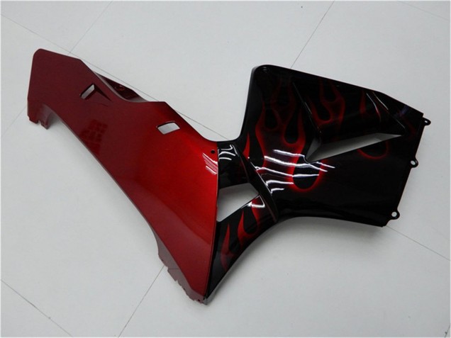 Preisgünstige Honda CBR600RR Motorrad Verkleidung Kit 2005-2006 - Glanzendes Schwarz Rot Flamme