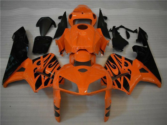 Preisgünstige Honda CBR600RR Motorrad Verkleidung 2005-2006 - Orange Schwarz Flamme