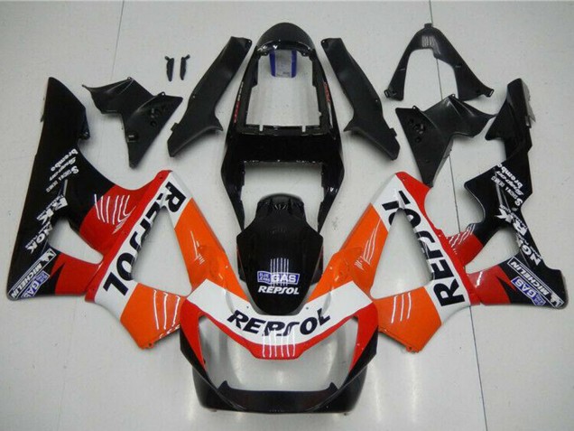 Preisgünstige Honda CBR900RR 929RR Motorrad Verkleidung 2000-2001 - Orange Weiss Rot Glanzendes Schwarz Repsol