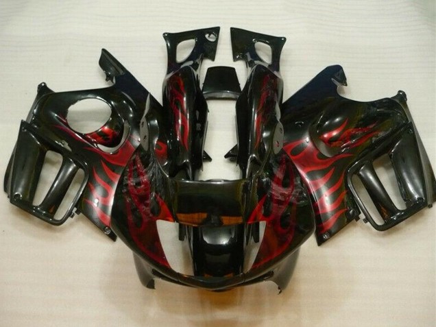Preisgünstige Honda CBR600 F3 Motorrad Verkleidung 1995-1996 - Glanzendes Schwarz Rot Flamme