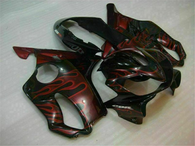 Preisgünstige Honda CBR600 F4i Motorrad Verkleidung 2004-2007 - Glanzendes Schwarz Rot Flamme