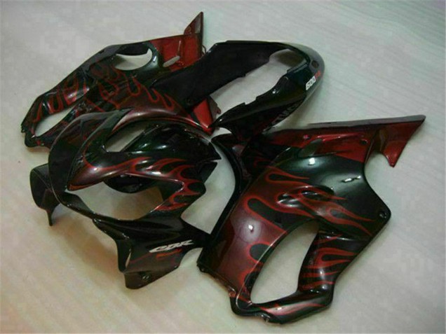 Preisgünstige Honda CBR600 F4i Motorrad Verkleidung 2004-2007 - Glanzendes Schwarz Rot Flamme