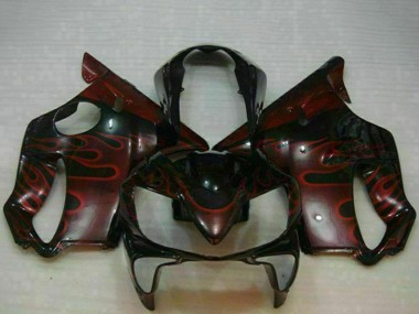 Preisgünstige Honda CBR600 F4i Motorrad Verkleidung 2004-2007 - Glanzendes Schwarz Rot Flamme