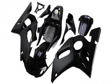 Preisgünstige Yamaha YZF R6 Motorrad Verkleidung 1998-2002 - Glanzendes Schwarz Matt Schwarz