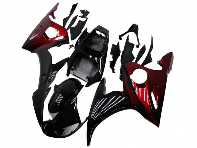Preisgünstige Yamaha YZF R6 Motorrad Verkleidung Kit 2003-2004 - Glanzendes Schwarz Rot