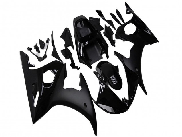 Preisgünstige Yamaha YZF R6 Motorrad Verkleidung 2003-2004 - Glanzendes Schwarz Matt Schwarz