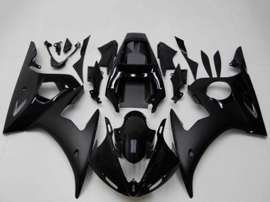 Preisgünstige Yamaha YZF R6 Motorrad Verkleidung 2003-2004 - Glanzendes Schwarz Matt Schwarz