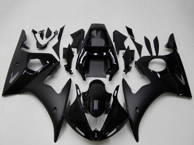 Preisgünstige Yamaha YZF R6 Motorrad Verkleidung 2003-2004 - Glanzendes Schwarz Matt Schwarz
