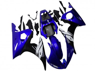 Preisgünstige Yamaha YZF R6 Motorrad Verkleidung 2003-2004 - Blau Weiss Glanzendes Schwarz