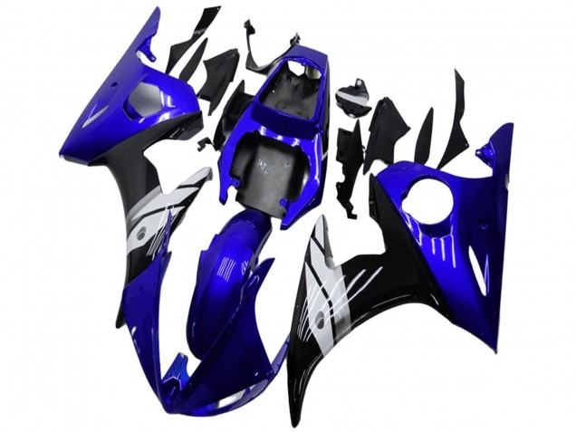 Preisgünstige Yamaha YZF R6 Motorrad Verkleidung 2003-2004 - Blau Weiss Glanzendes Schwarz