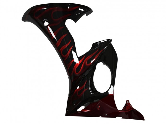 Preisgünstige Yamaha YZF R6 Motorrad Verkleidung 2003-2004 - Glanzendes Schwarz Rot Flamme