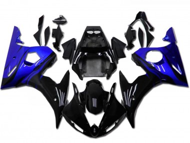 Preisgünstige Yamaha YZF R6 Motorrad Verkleidung Kit 2003-2004 - Blau Glanzendes Schwarz