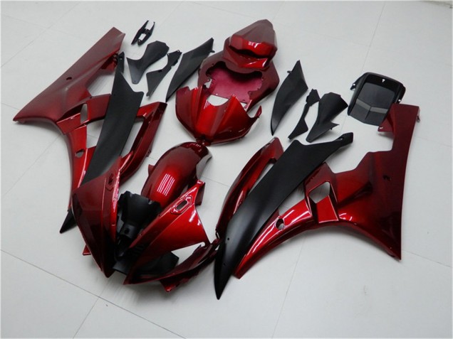 Preisgünstige Yamaha YZF R6 Motorrad Verkleidung Kit 2006-2007 - Rot Matt Schwarz
