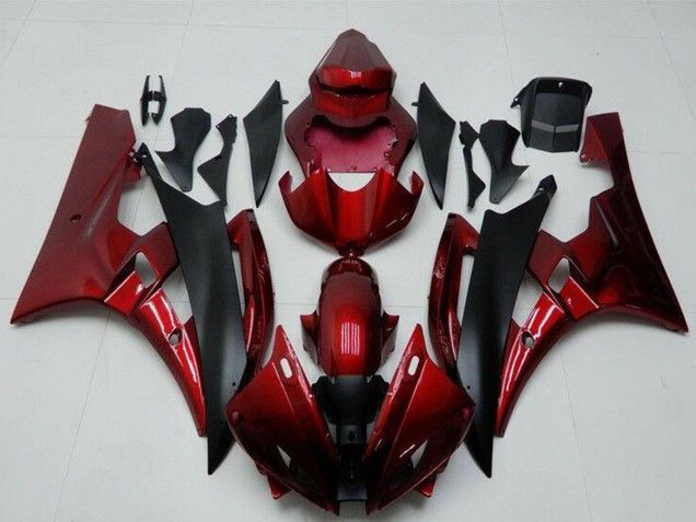 Preisgünstige Yamaha YZF R6 Motorrad Verkleidung Kit 2006-2007 - Rot Matt Schwarz