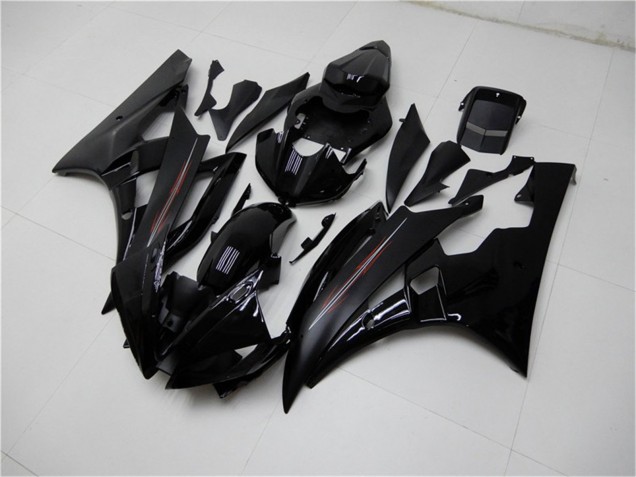 Preisgünstige Yamaha YZF R6 Motorrad Verkleidung Kit 2006-2007 - Glanzendes Schwarz Matt Schwarz