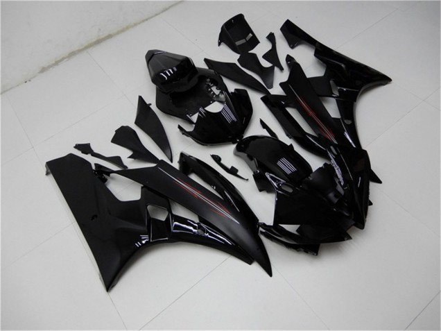 Preisgünstige Yamaha YZF R6 Motorrad Verkleidung Kit 2006-2007 - Glanzendes Schwarz Matt Schwarz