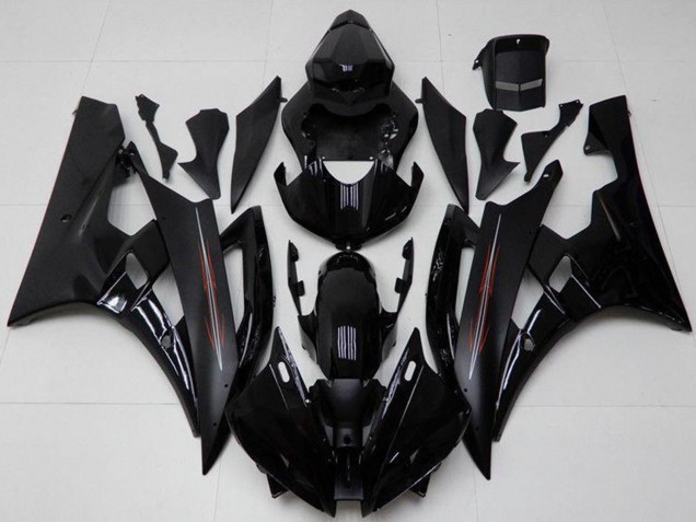 Preisgünstige Yamaha YZF R6 Motorrad Verkleidung Kit 2006-2007 - Glanzendes Schwarz Matt Schwarz