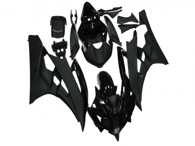 Preisgünstige Yamaha YZF R6 Motorrad Verkleidung 2006-2007 - Glanzendes Schwarz Matt Schwarz