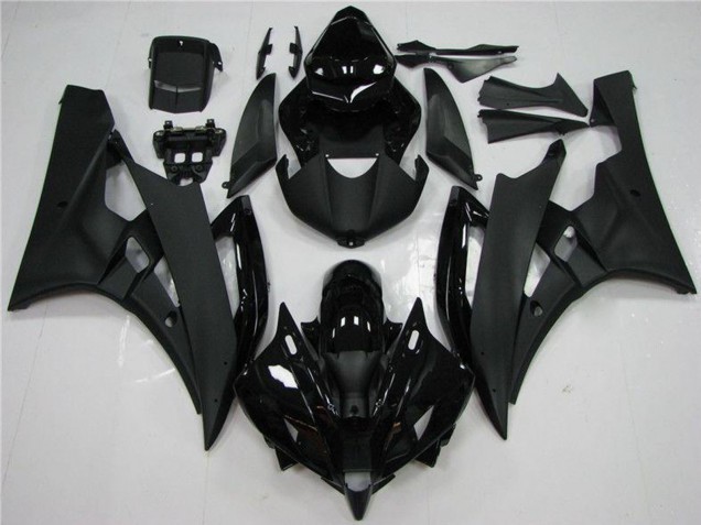 Preisgünstige Yamaha YZF R6 Motorrad Verkleidung 2006-2007 - Glanzendes Schwarz Matt Schwarz