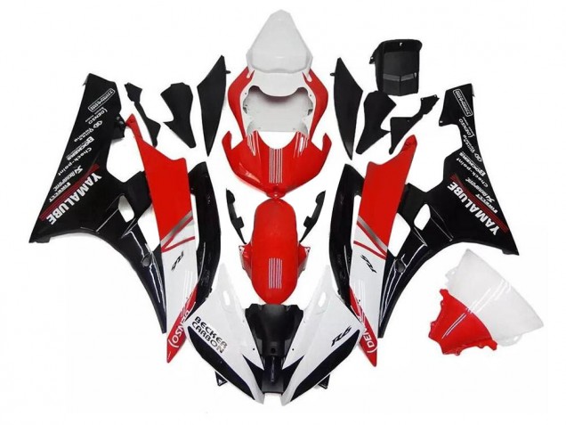 Preisgünstige Yamaha YZF R6 Motorrad Verkleidung 2006-2007 - Weiss Rot Schwarz