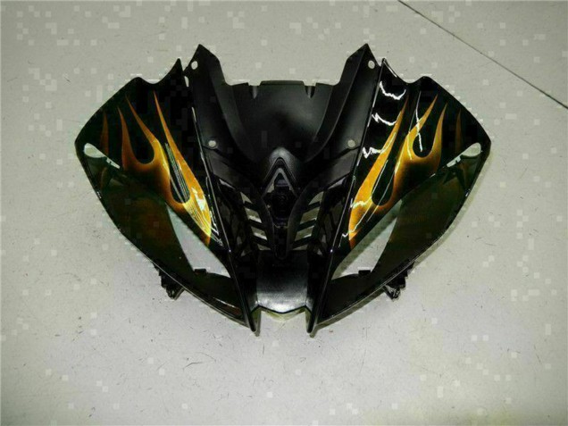 Preisgünstige Yamaha YZF R6 Motorrad Verkleidung 2008-2016 - Glanzendes Schwarz Gold Flamme