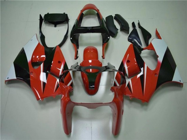 Preisgünstige Kawasaki ZX6R Motorrad Verkleidung 2000-2002 - Weiss Rot Glanzendes Schwarz
