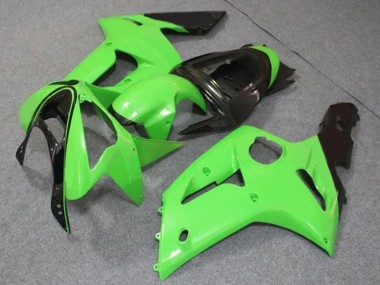 Preisgünstige Kawasaki ZX6R Motorrad Verkleidung 2003-2004 - Hellgrun Glanzendes Schwarz