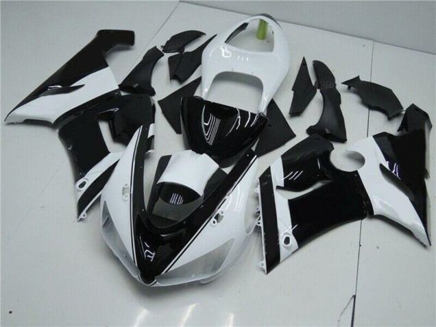Preisgünstige Kawasaki ZX6R Motorrad Verkleidung 2005-2006 - Weiss Glanzendes Schwarz