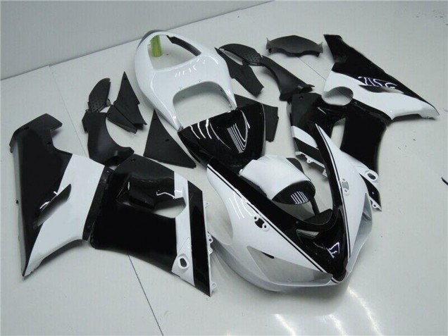 Preisgünstige Kawasaki ZX6R Motorrad Verkleidung 2005-2006 - Weiss Glanzendes Schwarz
