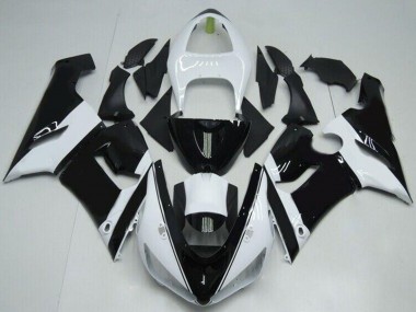 Preisgünstige Kawasaki ZX6R Motorrad Verkleidung 2005-2006 - Weiss Glanzendes Schwarz